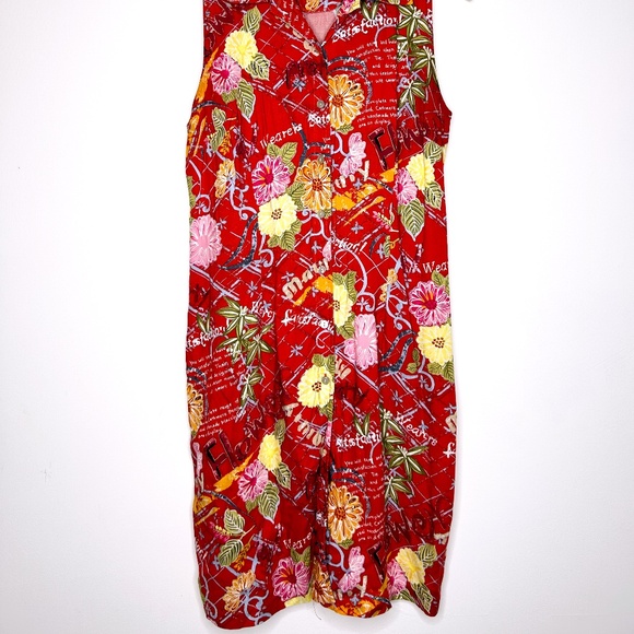 Viantge midi rayon Hawaiian dress Expressoins size 14 - Picture 3 of 3